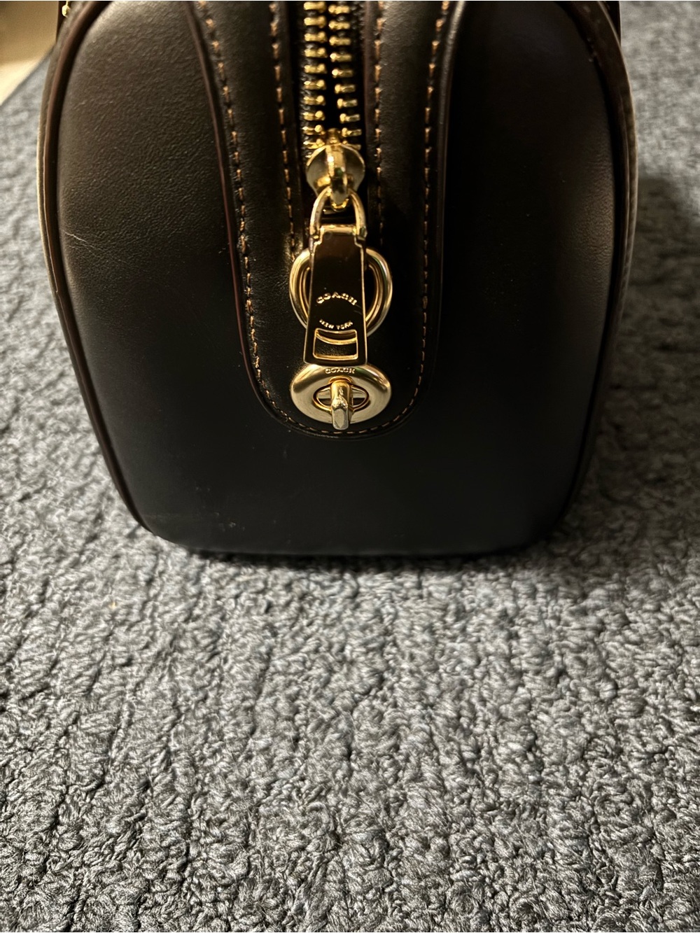 Coach Rowan Black Pebble Leather Satchel with Gold Hardware and Detachable Strap - Picture 6 of 10
